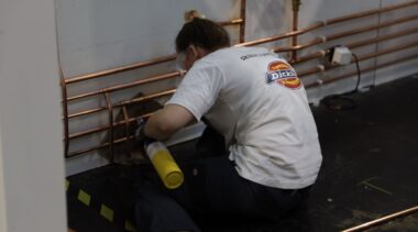 Young person competing in Plumbing competition