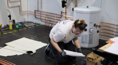 Young person competing in Plumbing competition