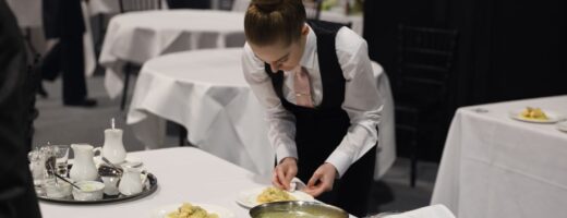 Young person competing in Restaurant Service competition