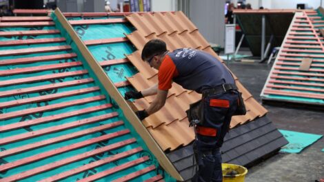 Young person competing in Roofing Slating and Tiling competition