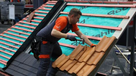 Young person competing in Roofing Slating and Tiling competition