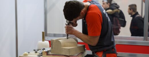 Young person competing in Stonemasonry competition