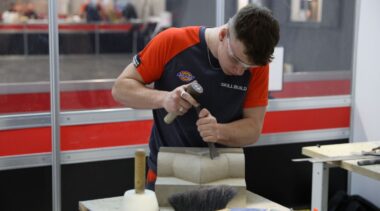 Young person competing in Stonemasonry competition