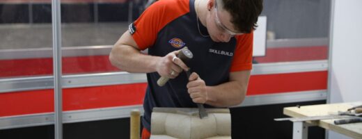 Young person competing in Stonemasonry competition