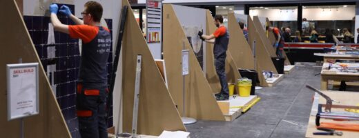 Young people competing in Wall and Floor Tiling competition