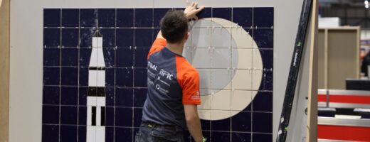 Young person competing in Wall and Floor Tiling competition