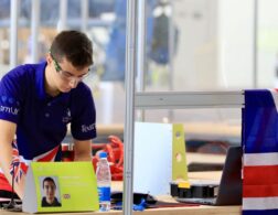 Photo of Haydn competing internationally in the Aircraft Maintenance Competition