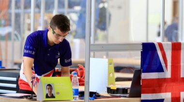 Photo of Haydn competing internationally in the Aircraft Maintenance Competition