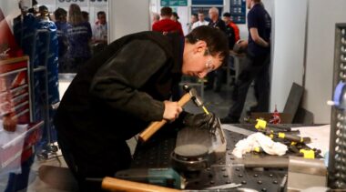 Tyler Artkinson competing in Construction Metalwork competition