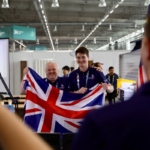 Steve Williams holding a union jack