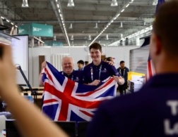 Steve Williams holding a union jack