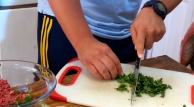 chopping herbs