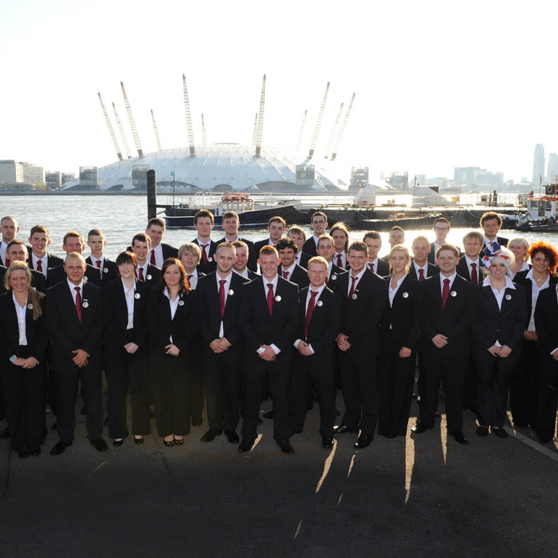 Team UK with the O2 in the background