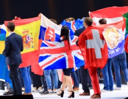 Competitors on stage at EuroSkills Budapest