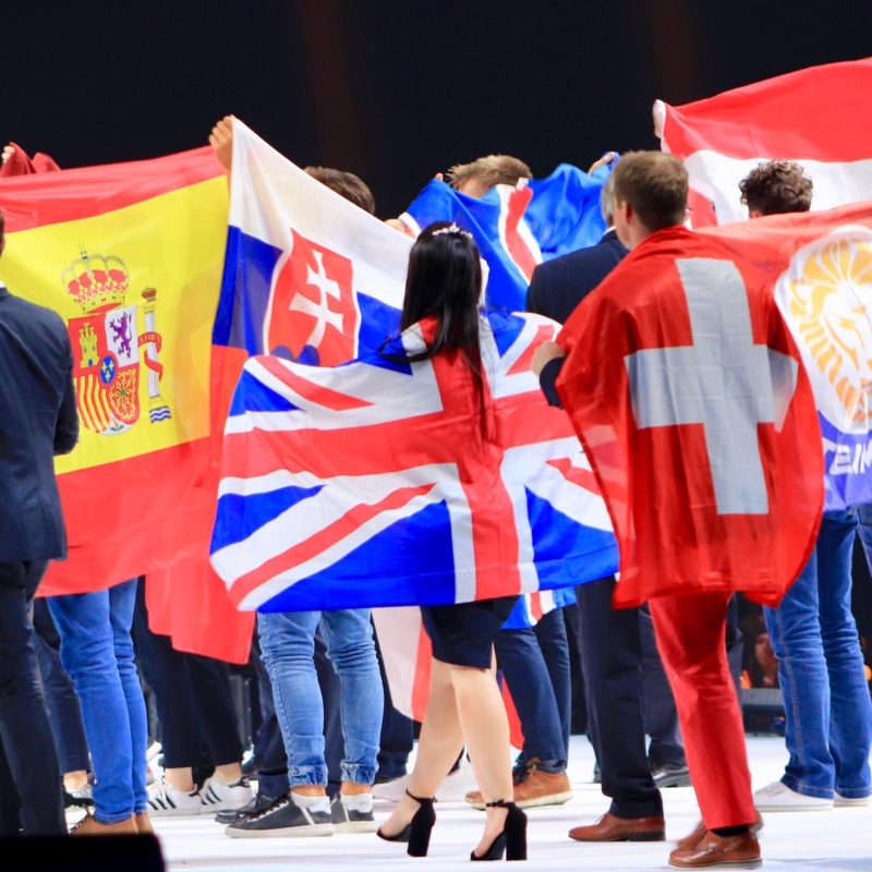 Competitors on stage at EuroSkills Budapest