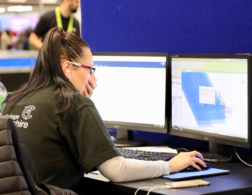 Girl working at computer