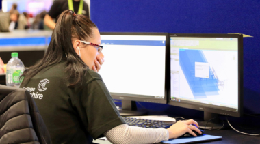 Girl working at computer