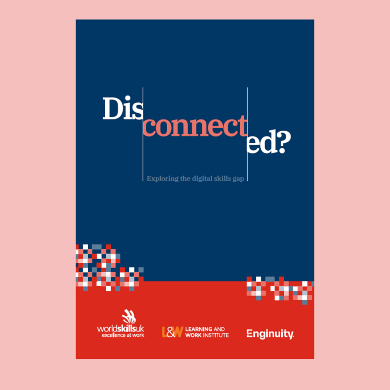 Disconnected report front cover on pink background