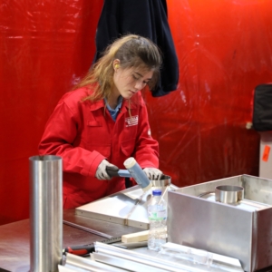 Young person competing in Sheet Metalwork Technology competition