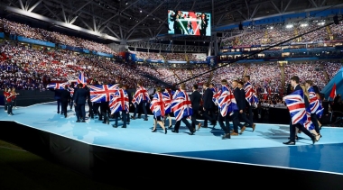 Team UK walking on stage at WorldSkills Kazan