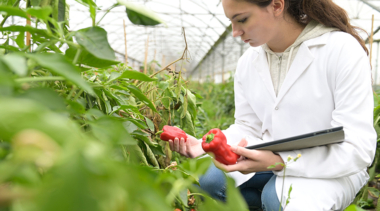 young woman in greenhouse