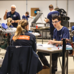 Aircraft maintenance workshop with WorldSkills UK competitors.