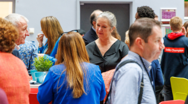 Business brunch networking and talking at a WorldSkills UK business brunch event.