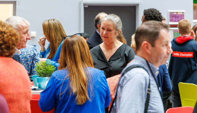 Business brunch networking and talking at a WorldSkills UK business brunch event.